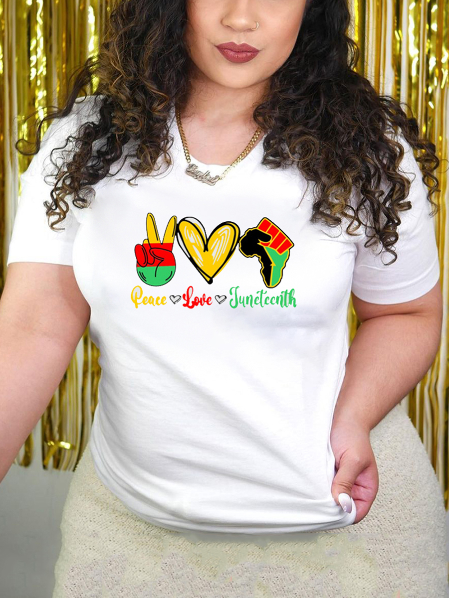 

Lovely Casual Heart Letter Print White T-shirt