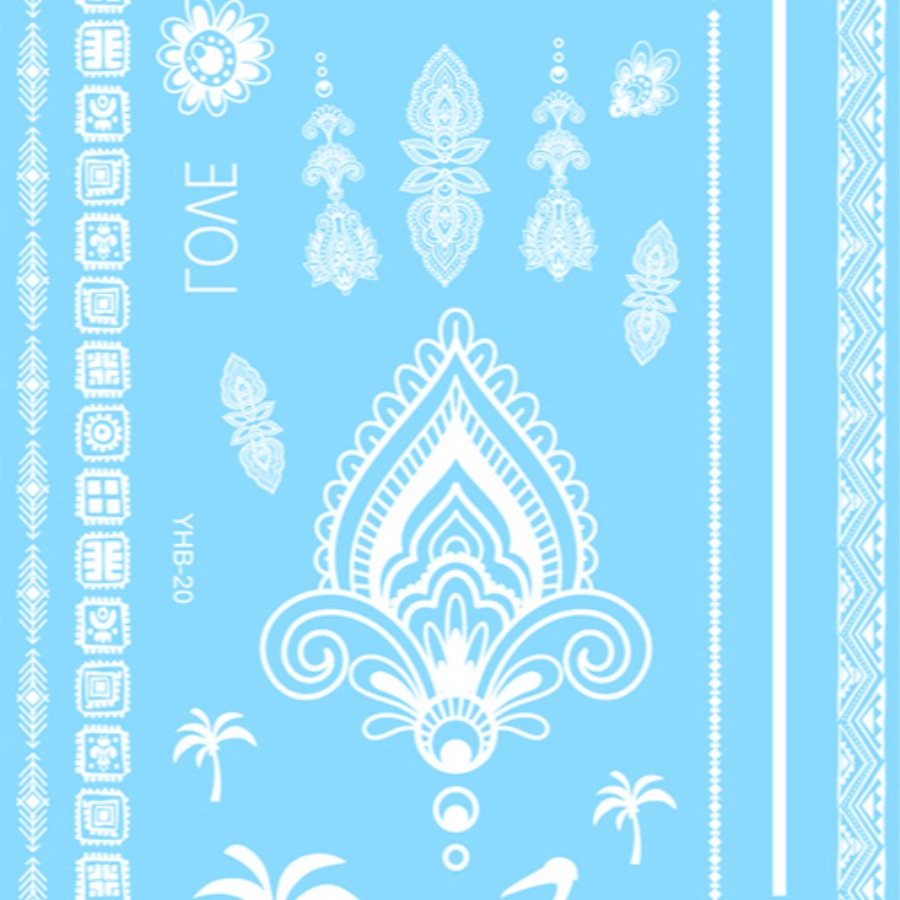 

LW Boho Letter Floral Decoration Milk White Body Tattoo