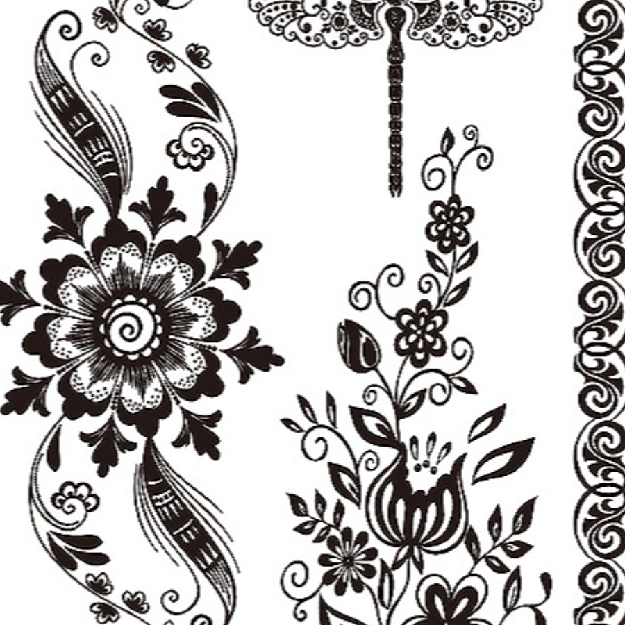 

LW Street Floral Print Pitch-black Body Tattoo