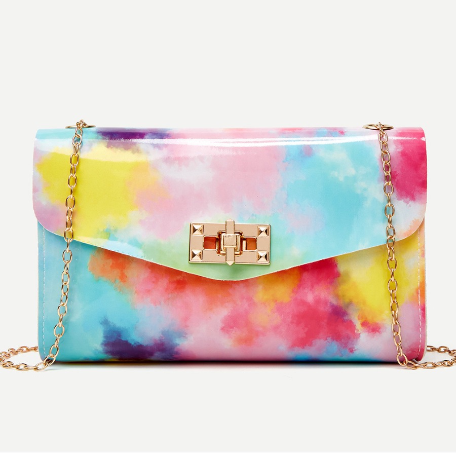

LW Faux Leather Tie-dye Chain Strap Crossbody Bag, Multi