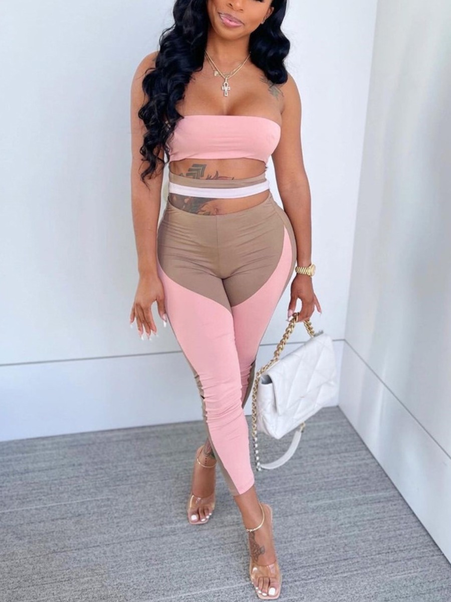 

Lovely Street Color-lump Bandage Hollow-out Design Pink One-piece Jumpsuit