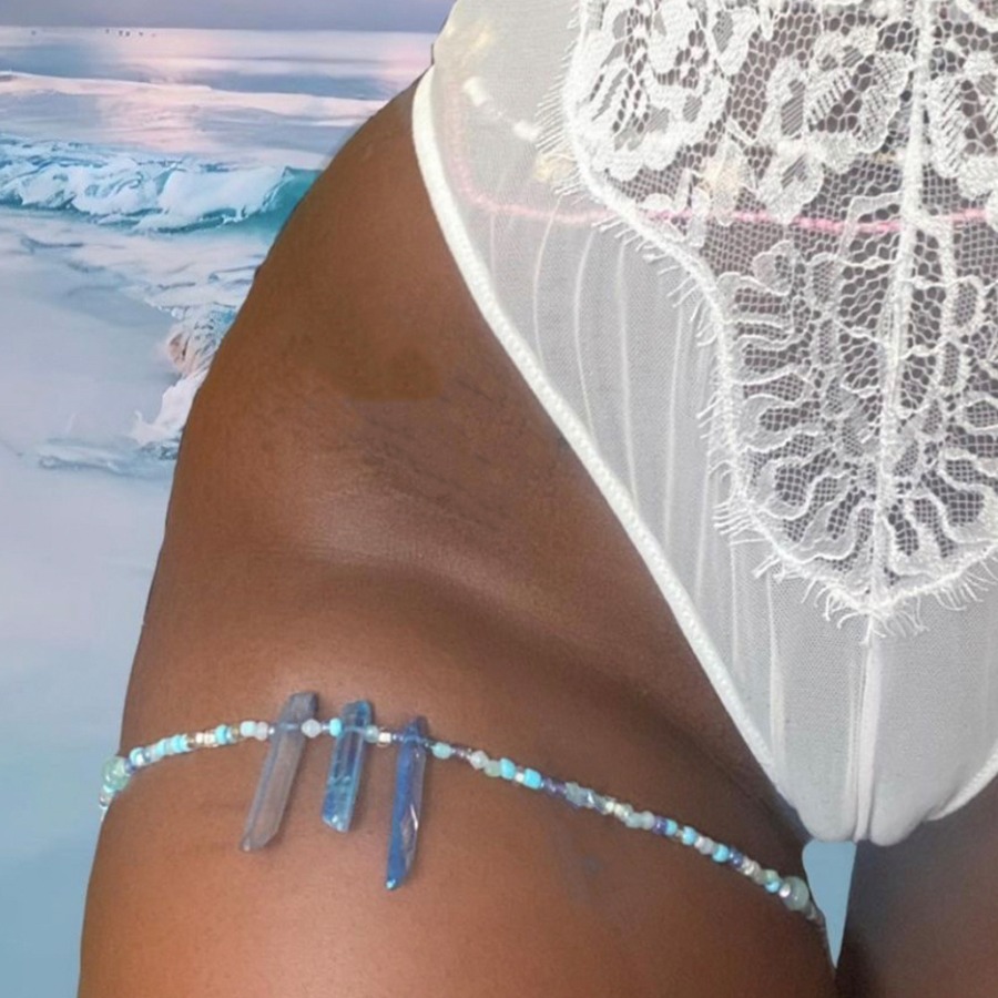 

Lovely Boho Pearl Decoration Blue Body Chain