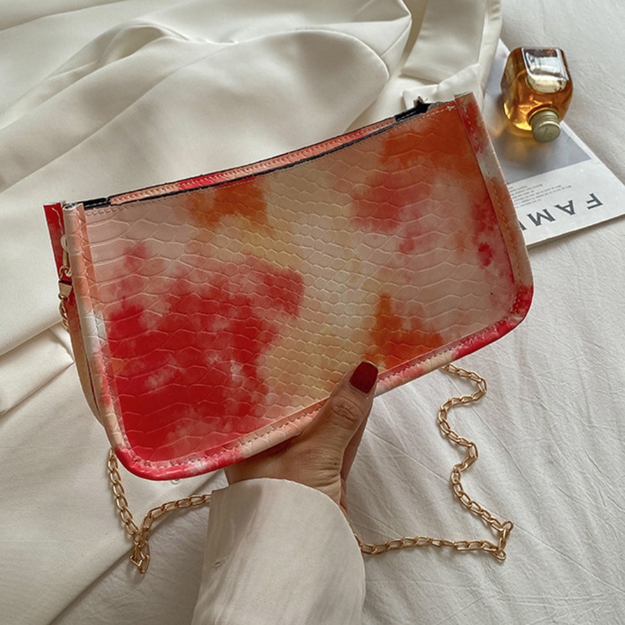 

LW Tie-dye Chain Strap Crossbody Bag, Orange