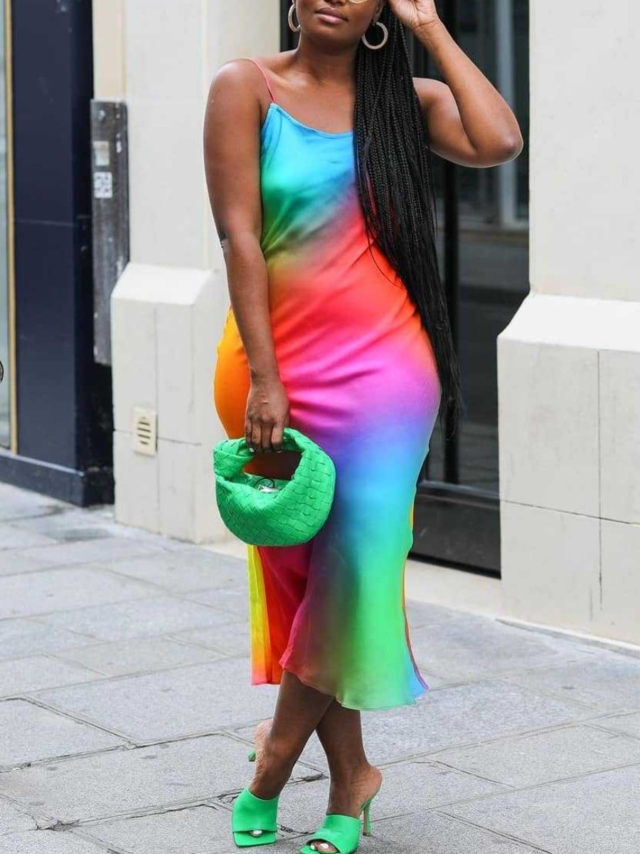

LW Tie-dye Regular Fit Cami Prom Dress, Multi
