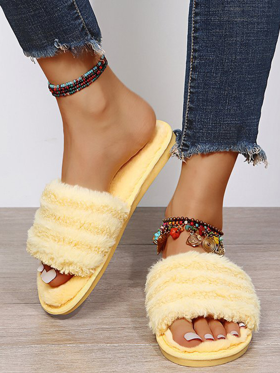 

Lovely Plush Round-toe Slippers, Yellow