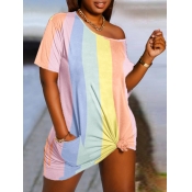 LW Round Neck Striped Loose Dress