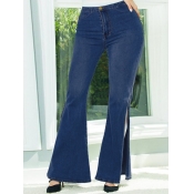 LW Plus Size Stretch Split Flared Deep Blue Jeans
