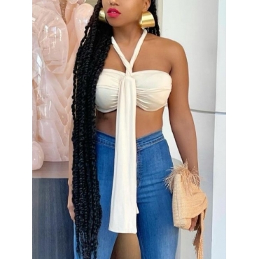 

Lovely Sexy Off The Shoulder Bandage Design Cream-colored Camisole