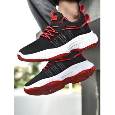 

LW Men Sporty Patchwork Red Sneakers