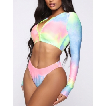 

Lovely Boho Tie-dye High-waisted Multicolor Tankini, Multi