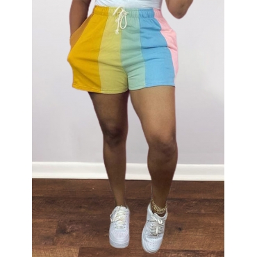 

Lovely Casual Striped Drawstring Yellow Shorts