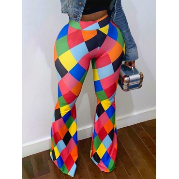 

LW Street Geometric Print Flared Multicolor Pants, Multi