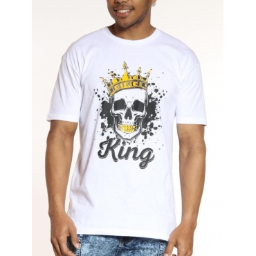 

Lovely Men Crown Letter Print T-shirt, White