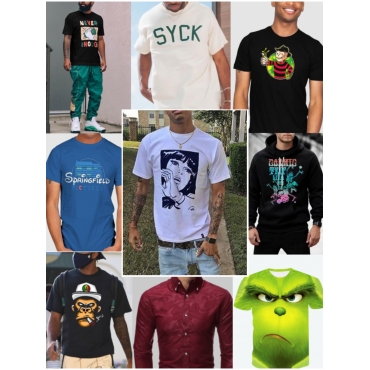 

Men Tops 10-piece Street Letter Print Multicolor (Random Colors) in blind box, Multi