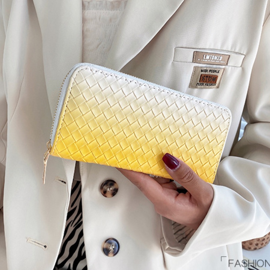 

Lovely Gradient Embossed Woven Wallet, Yellow