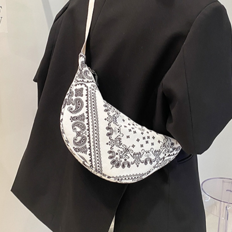 

LW Cashew Print Adjustable Strap Crossbody Bag, White