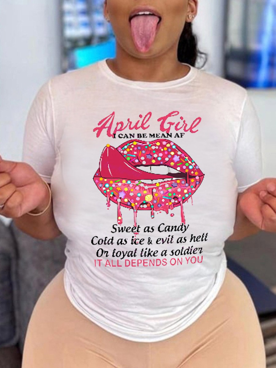 

Lovely Lip Letter Print T-shirt, White