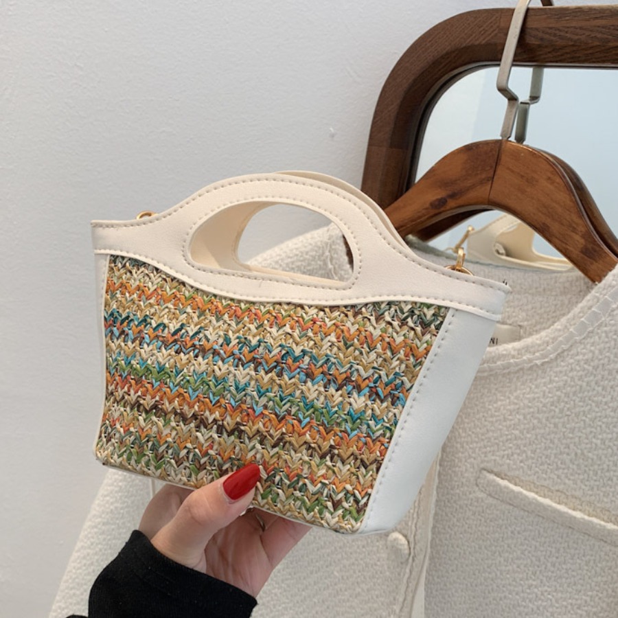 

LW Woven Patchwork Crossbody Bag, Beige