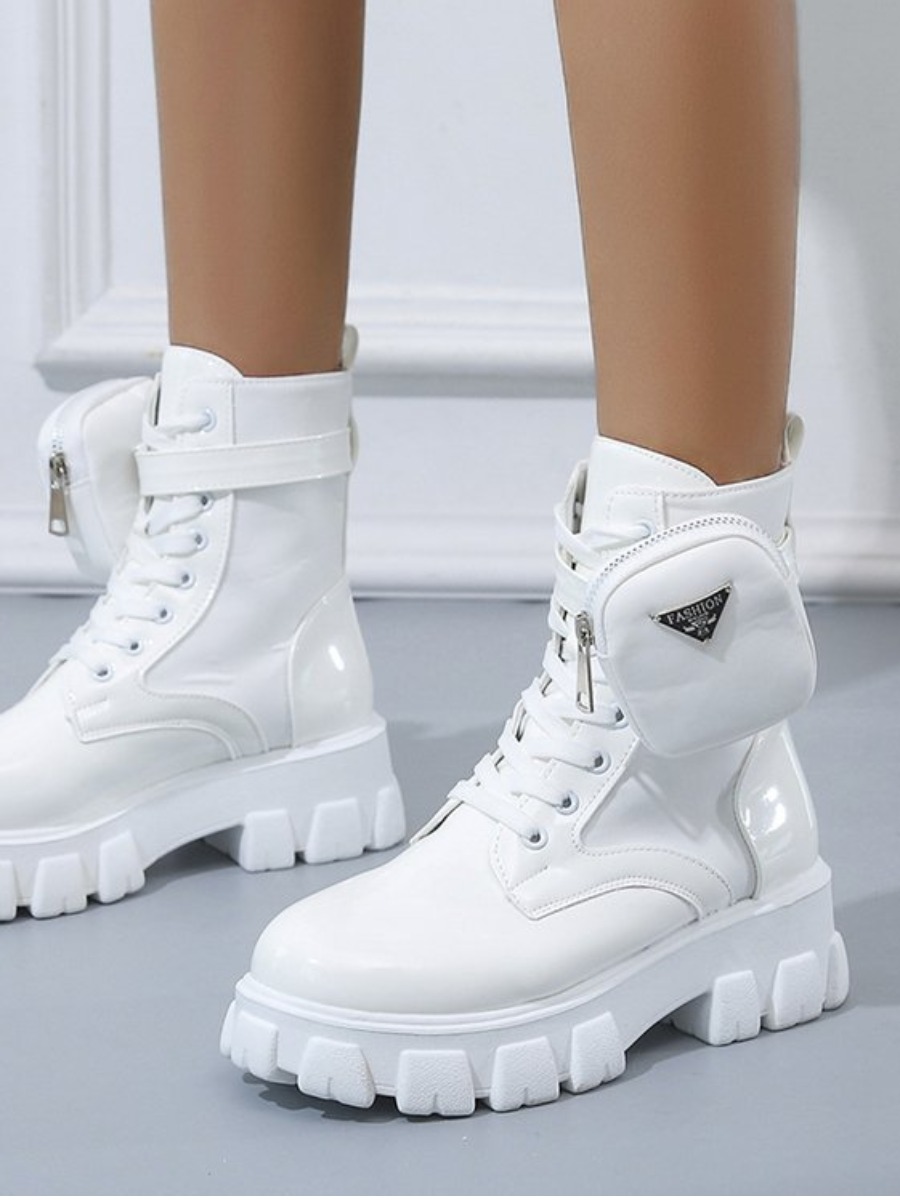 

Lovely Wide Fit Round Toe Booties, White