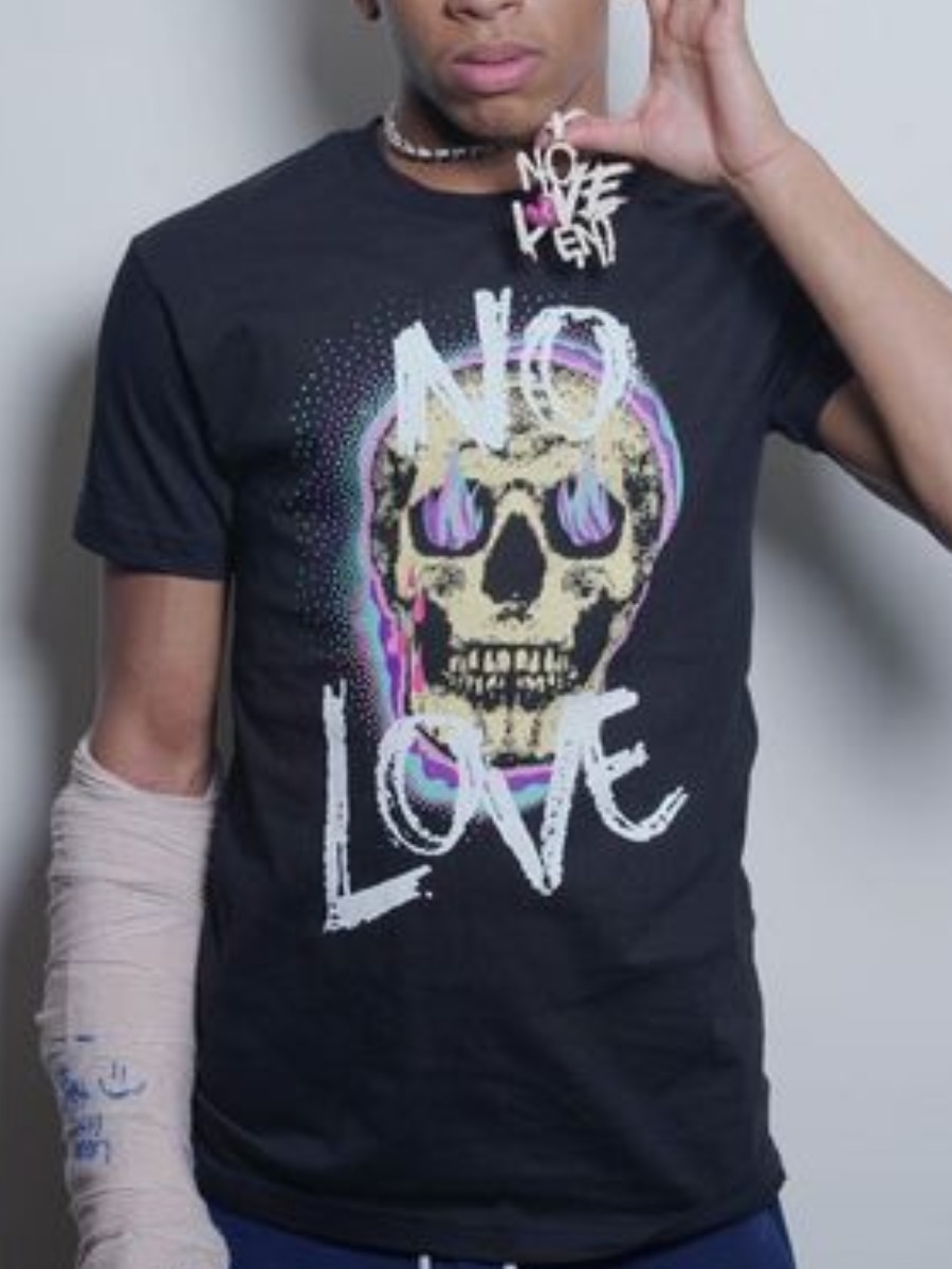 

Lovely Men Skull Head Letter Print T-shirt, Black