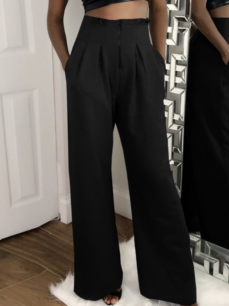 

LW BASIC High-waisted Wide Leg Pants, Black