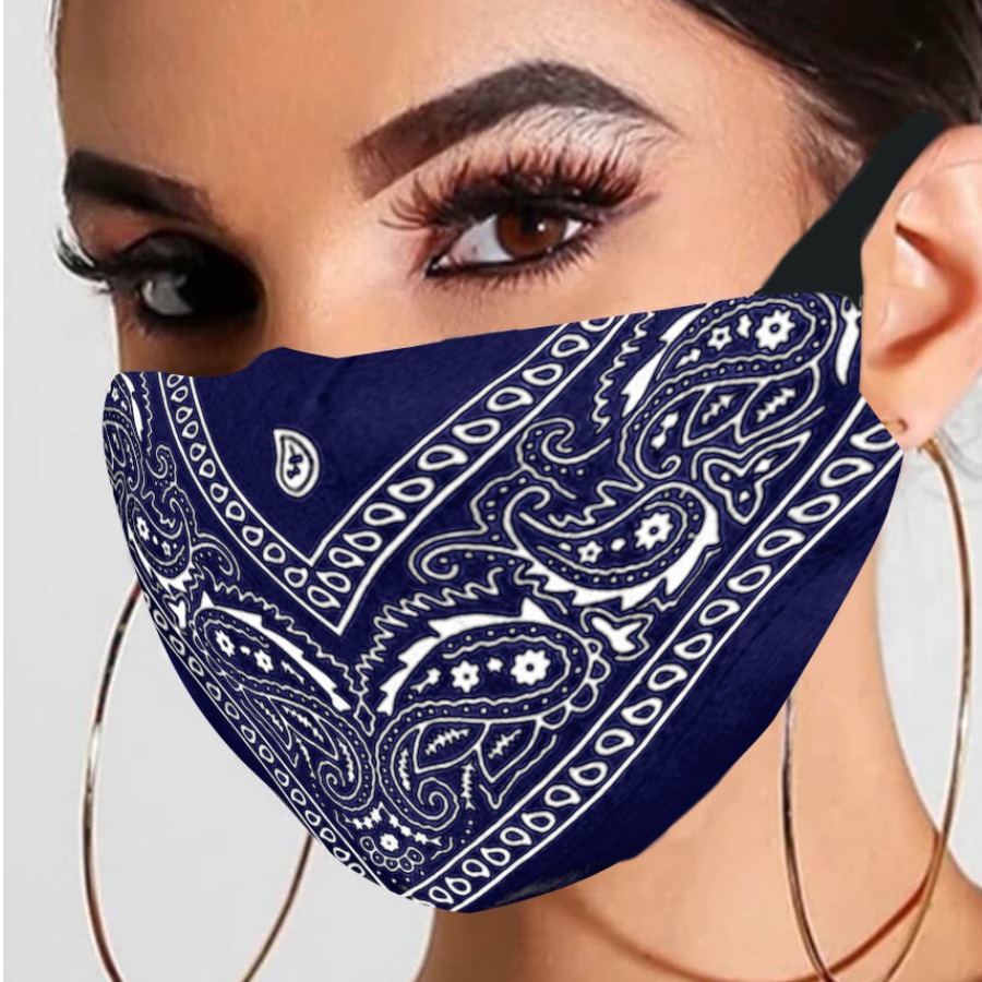 

LW Cashew Print Face Mask, Deep blue