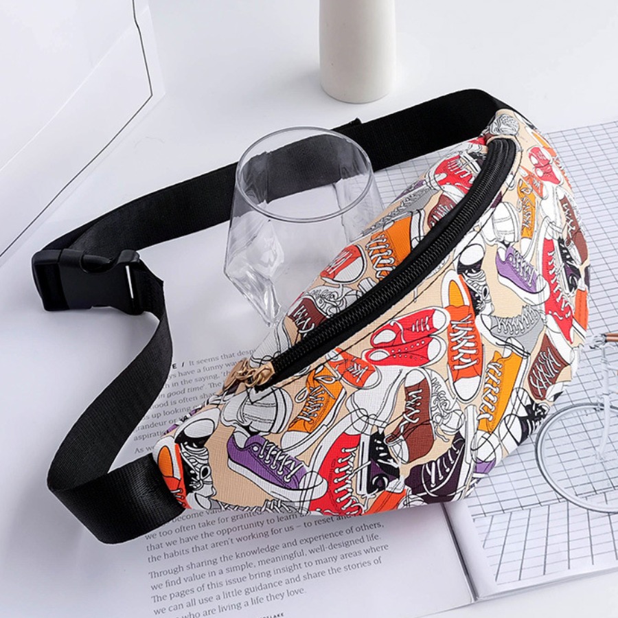 

LW Shoe Print Adjustable Strap Bum Bag, Multi