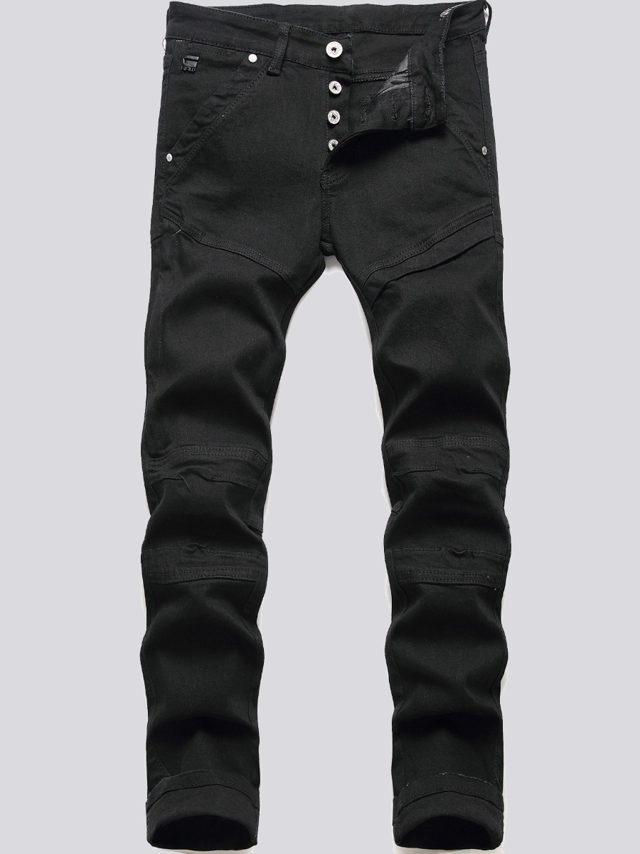 

LW Men Mid Waist Elastic Jeans, Black