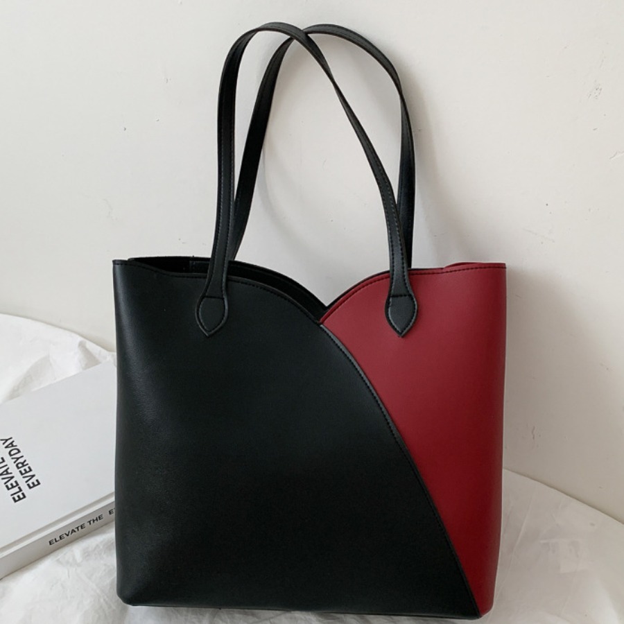 

Lovely Large Capacity Patchwork Shoulder Bag, Black