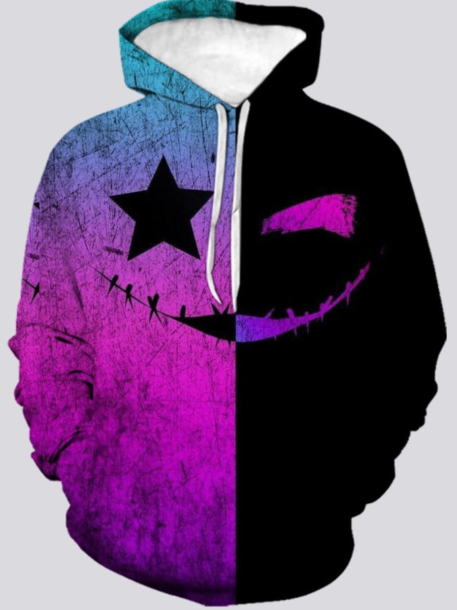 LW Men Star Tie-dye Kangaroo Pocket Hoodie