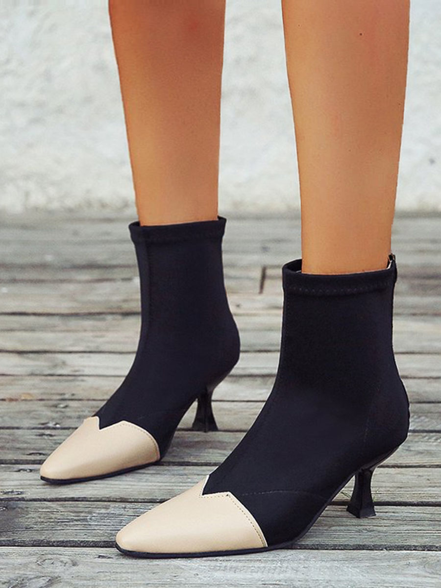 

LW Stiletto Pointed-toe Booties, Beige