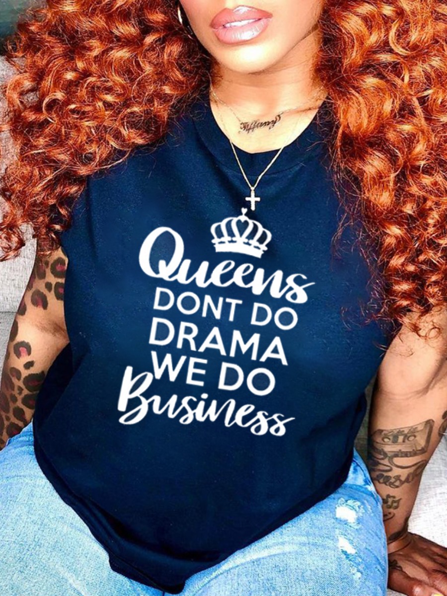 LW Round Neck Letter Print T-shirt