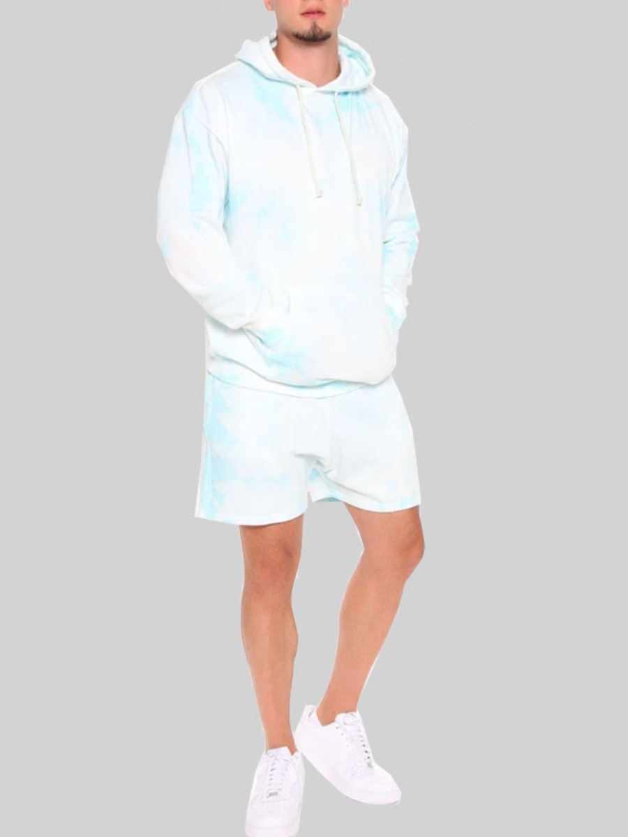 

LW Men Tie-dye Drawstring Oversized Shorts Set, White
