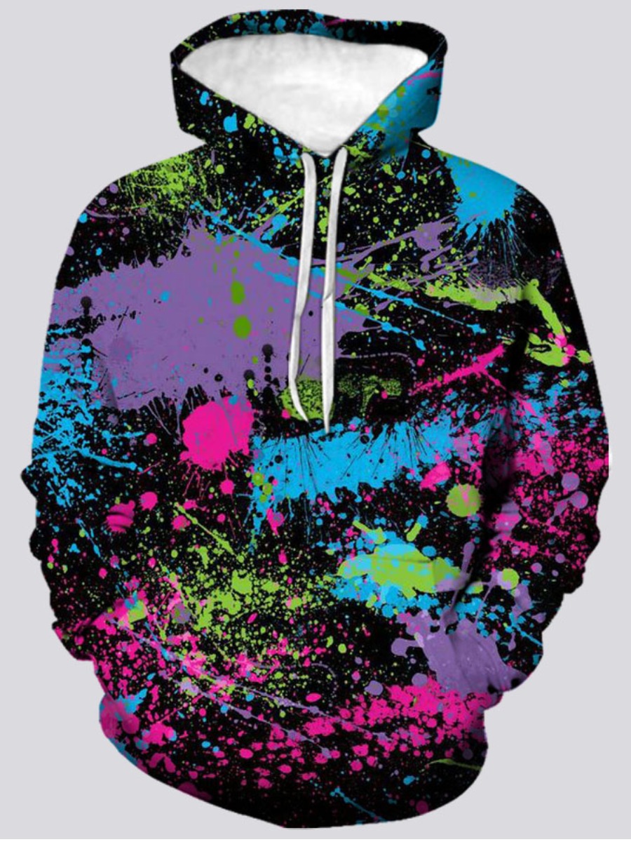 

LW Men Splash-ink Design Oversized Hoodie, Multi