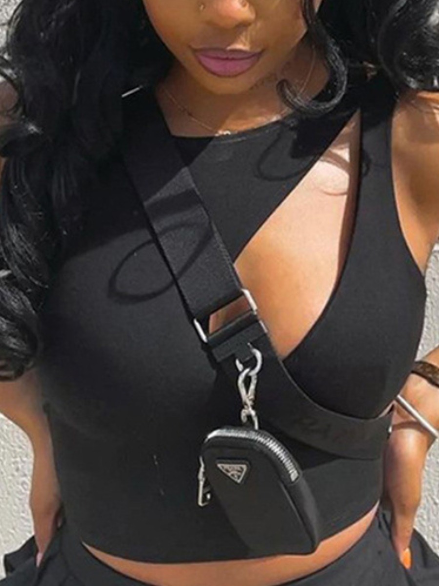 

Lovely Round Neck Hollow-out Camisole, Black