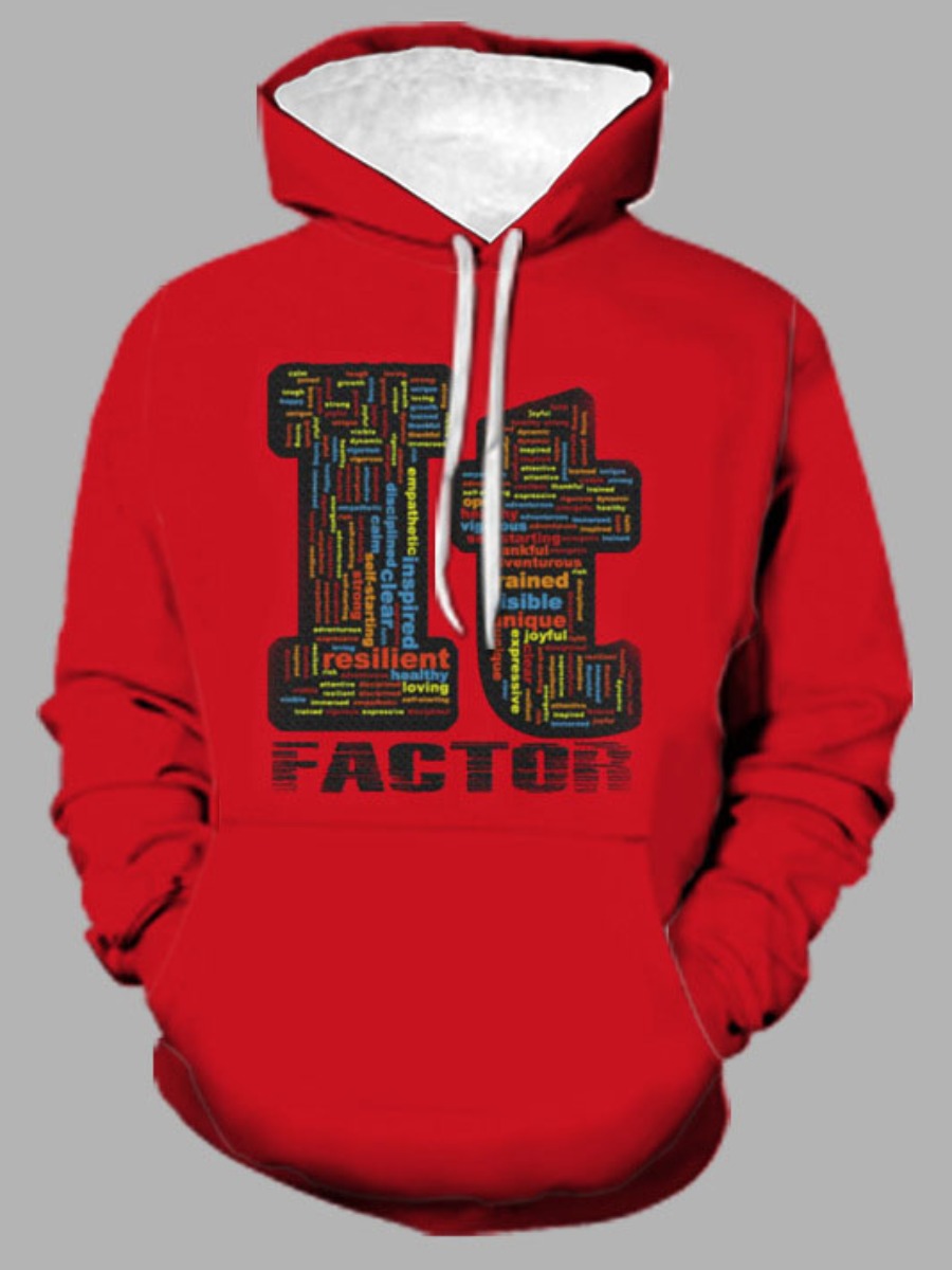 

Lovely Men Letter Print Oversized Hoodie, Red