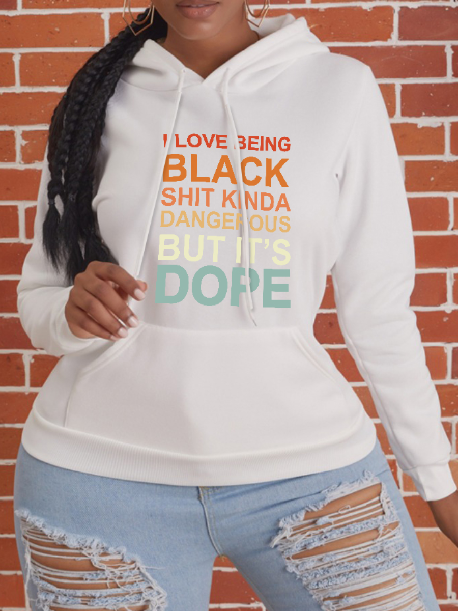 

LW Gradient Letter Print Kangaroo Pocket Oversized Hoodie, White
