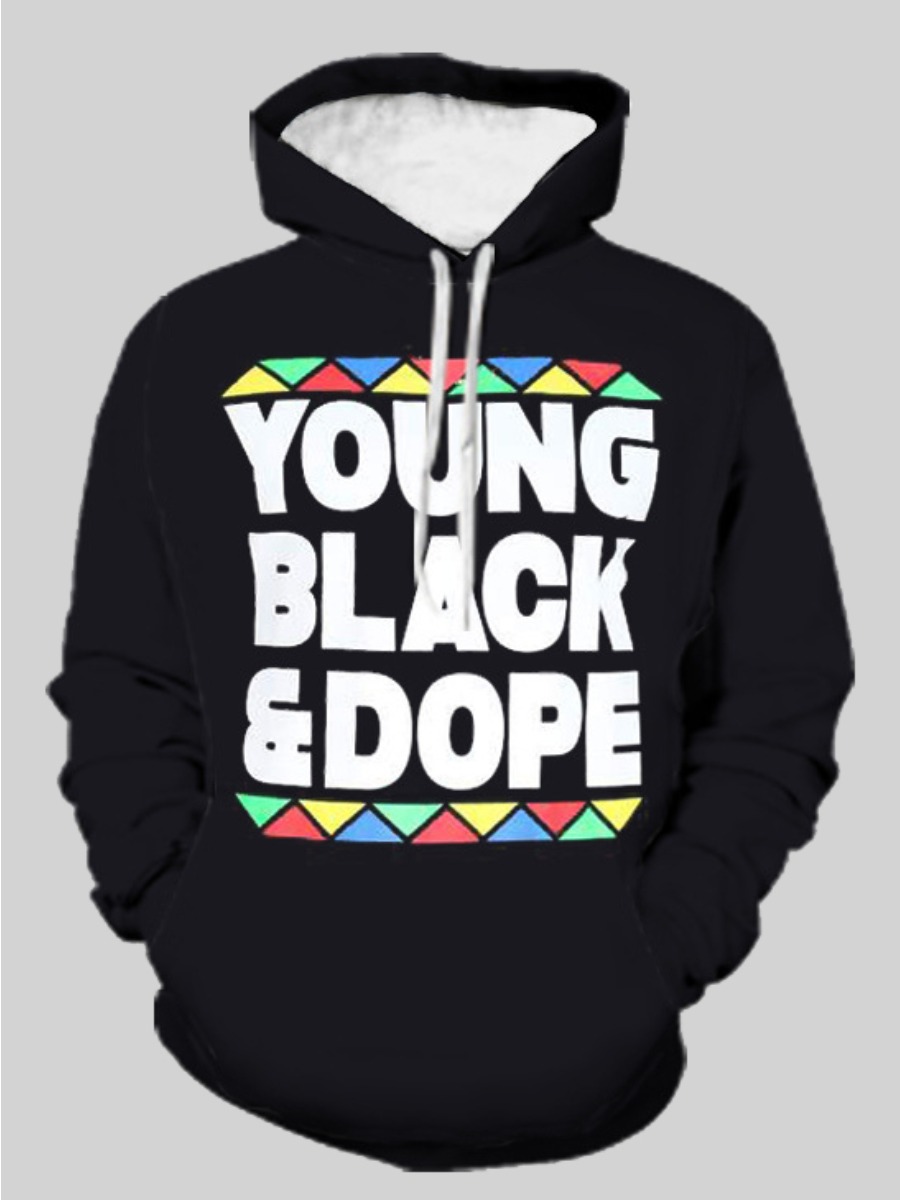 

LW Men Geometric Letter Print Oversized Hoodie, Black