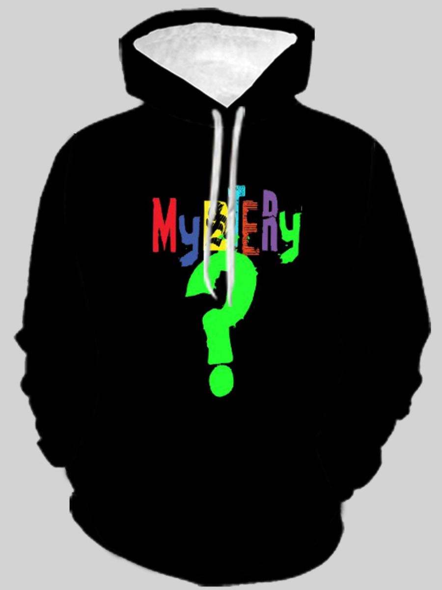 

Lovely Men Letter Print Oversized Hoodie, Black