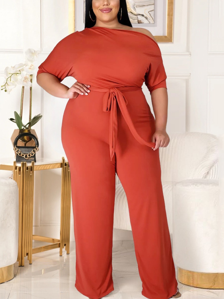 

LW Plus Size Boat Neck Bandage Design Jumpsuit, Croci