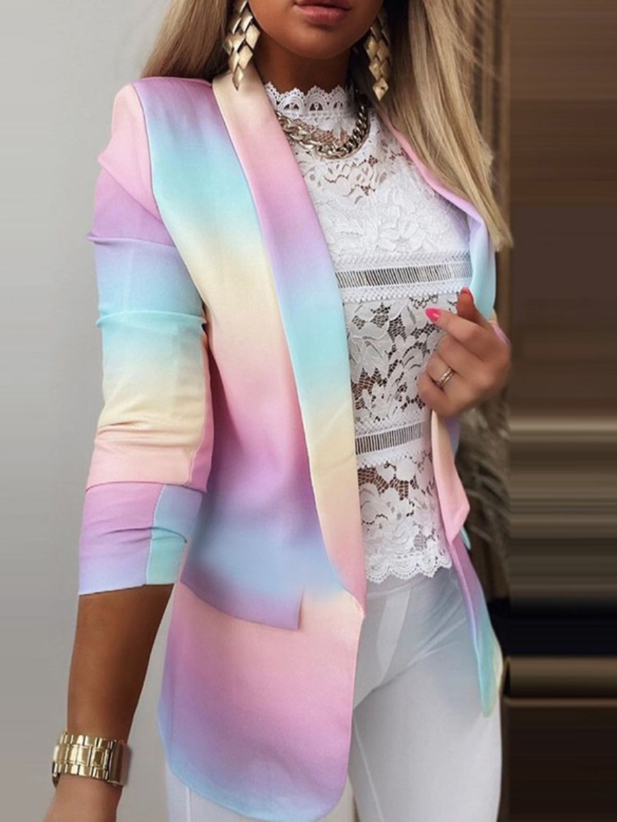 

LW Turndown Collar Tie-dye Blazer, Pink