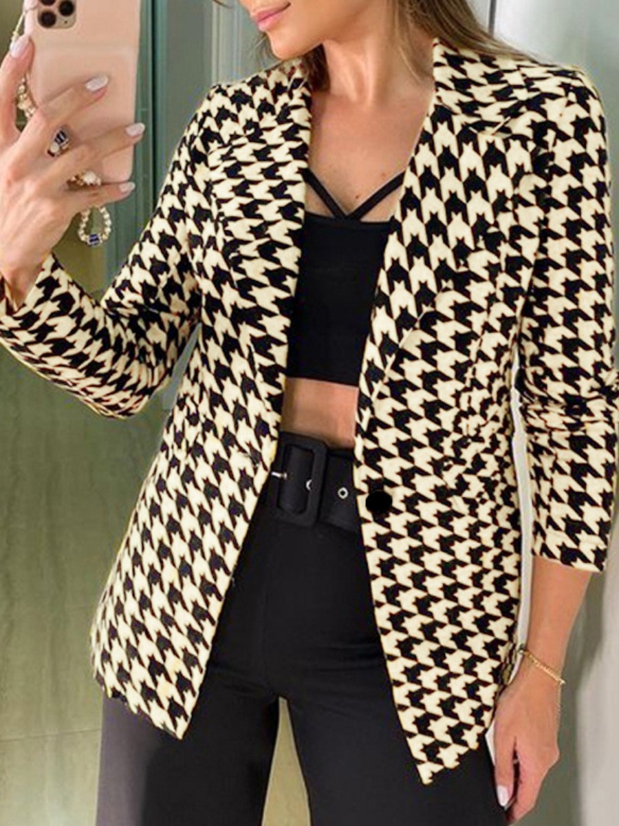 

LW BASICS Turndown Collar Hound Stooth Blazer