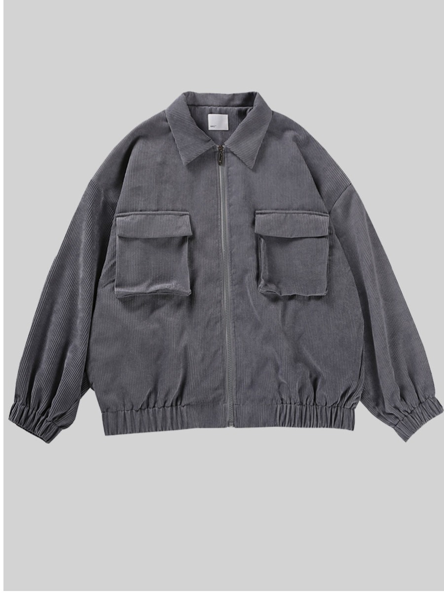

LW Men Pocket Zipper Design Jacket, Grey