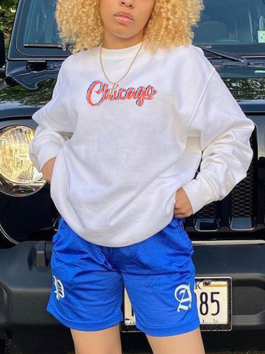 

LW Letter Print Oversized Hoodie, White