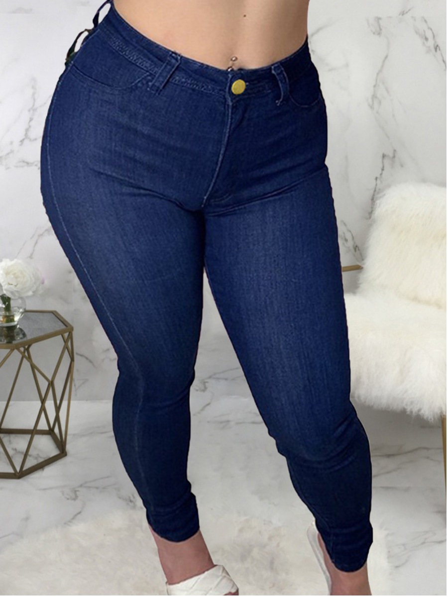 

LW High-waisted Basic Skinny Jeans, Deep blue