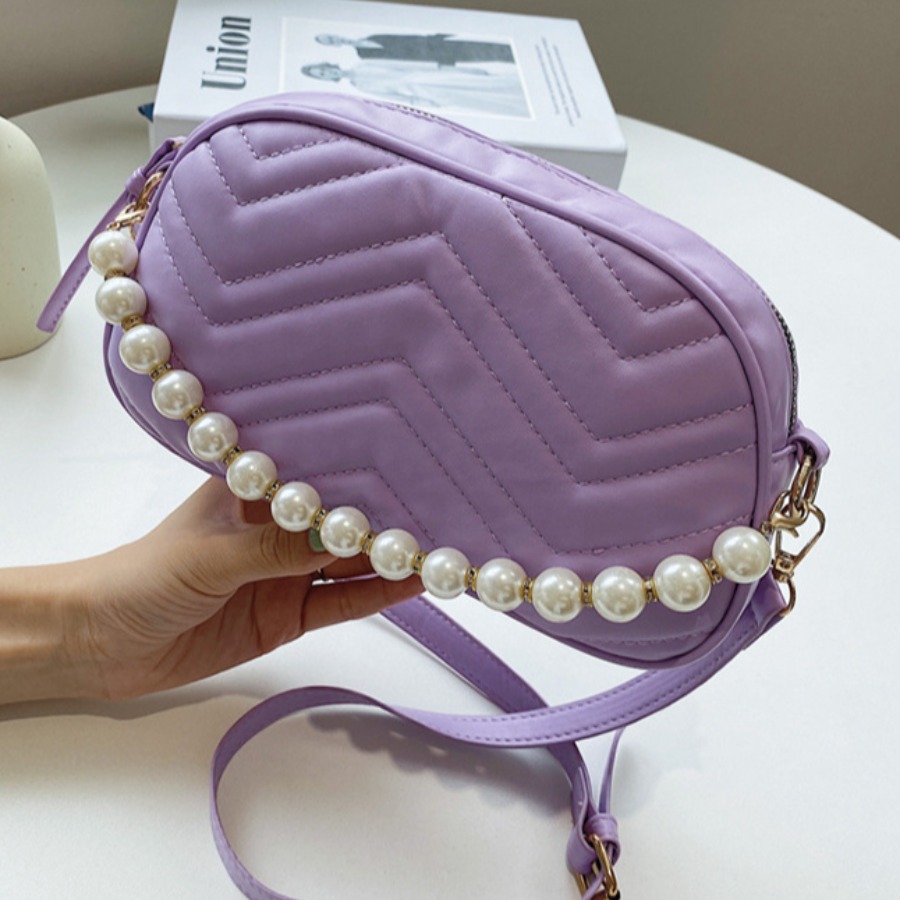 

LW Pearl Decoration Crossbody Bag, Purple