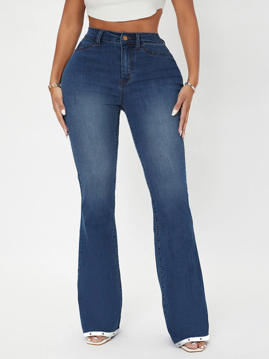 

LW Plus Size Mid Waist Jeans, Blue
