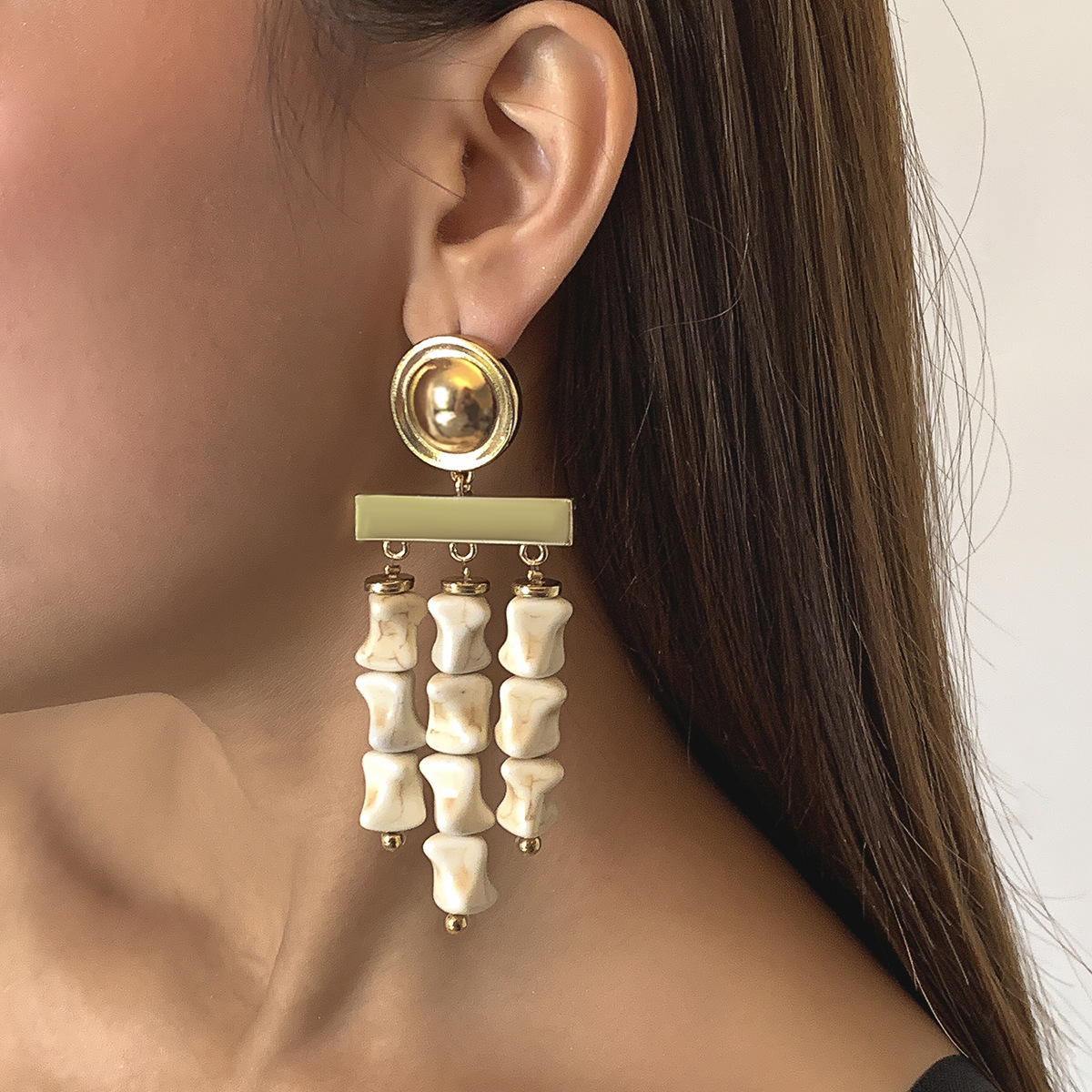

LW Beaded Tassel Design Earring, Gold