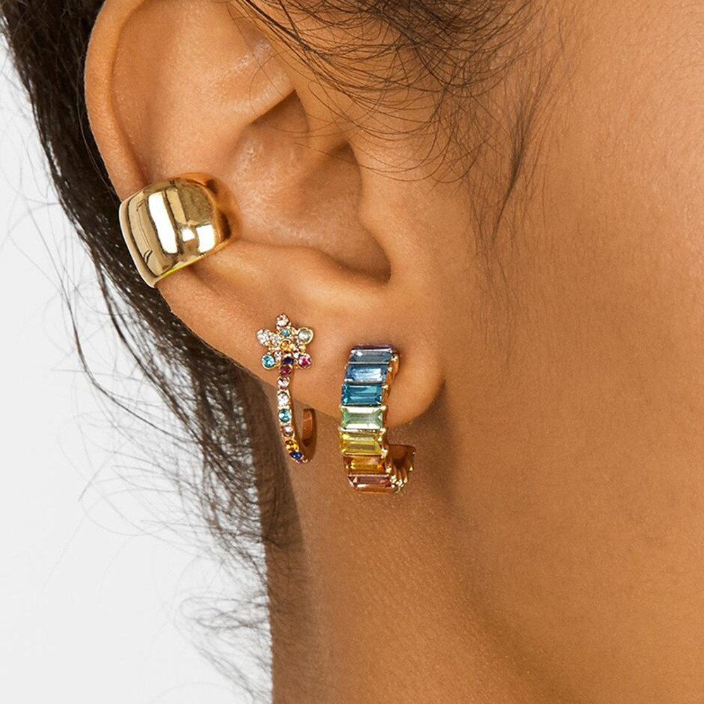 

Lovely Crystal C Shape Earring, Multi