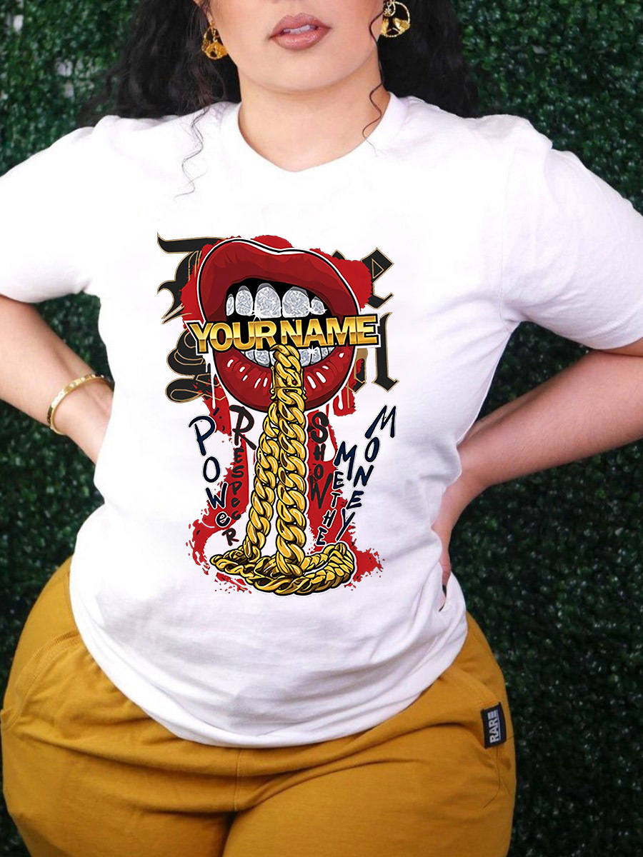 

Lovely Lip Chain Print T-shirt, White